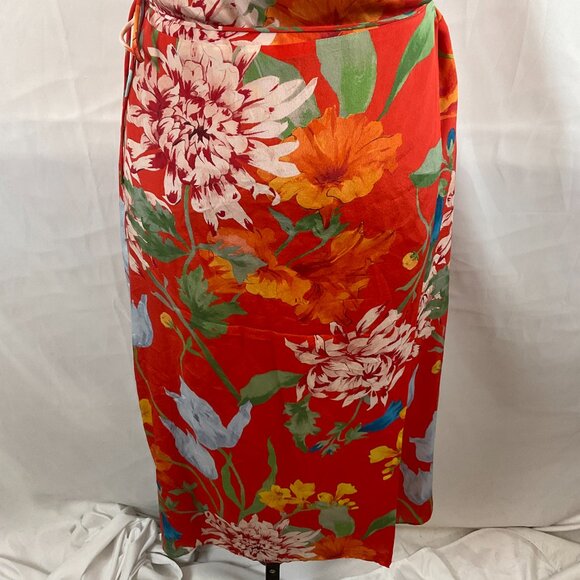Alice + Olivia Wrap Dress 6 Floral Red Blue Green Yellow Orange Sleeveless - Picture 5 of 12
